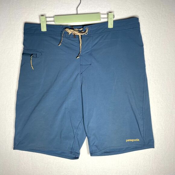 Patagonia Mens Swim Trunk Blue with Gold embroidery Size 34 - Picture 1 of 9